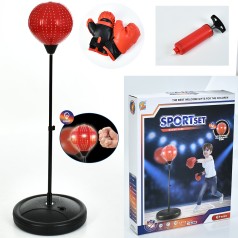 Боксерський набір на стійці (70см/105см), груша 20-25см, 2 рукавички, світло, насос,на бат-ці(табл), в кор-ці, 37,5-47-8см 