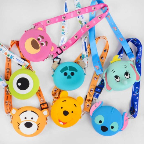 Детская сумочка силиконовая 7 видов, персонажи м/ф, на змейке, 1 отделение, регулируемая ручка