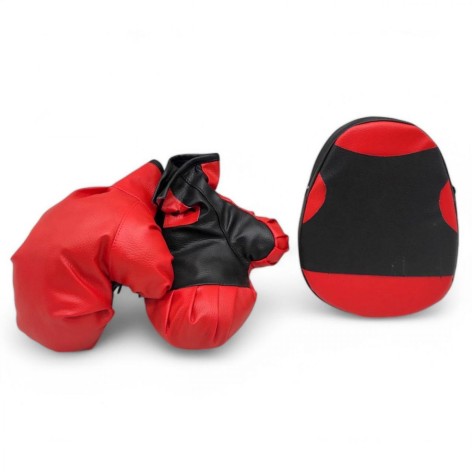 Дитячий боксерський набір Strateg "Energy Lap" рукавички та лапа (червоно-чорний)