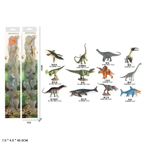 Игрушки динозавры, 2 вида микс, 6 шт. в наборе, 7*4*46 см