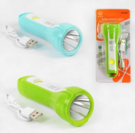 Фонарь светодиодный аккумуляторный, 4 режима работы, USB-кабель, на листе 