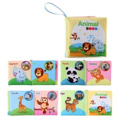 Книга животные, 11-11-2см, петелька, шуршит, ткань, названия на англ., п/е, 11-11-2см 