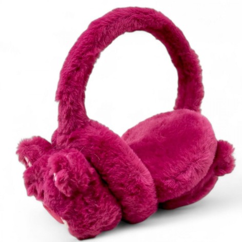 Хутряні навушники "Ведмедик" (бордовий)