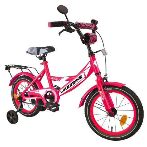 Велосипед дитячий 2-х коліс.14'' Like2bike Sky, рожевий, рама сталь, з дзвінком, руч.гальмо, збірка 75% /1/