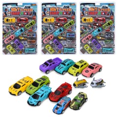 Набір машинок інерція, машинка 10шт (від 6см), літак 5см 2шт, мікс видів, у слюді, 28-42-3см /60/