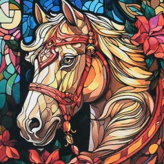 Алмазна мозаїка (не повна викладка) "Білий кінь" 30х30 см