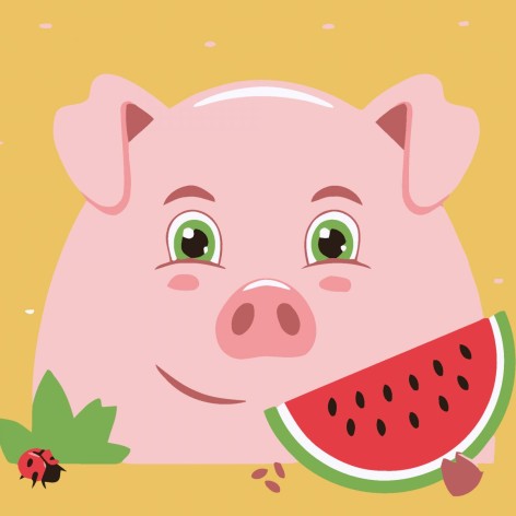 Картина по номерам "Свинка и лакомство лета" 20х20 см