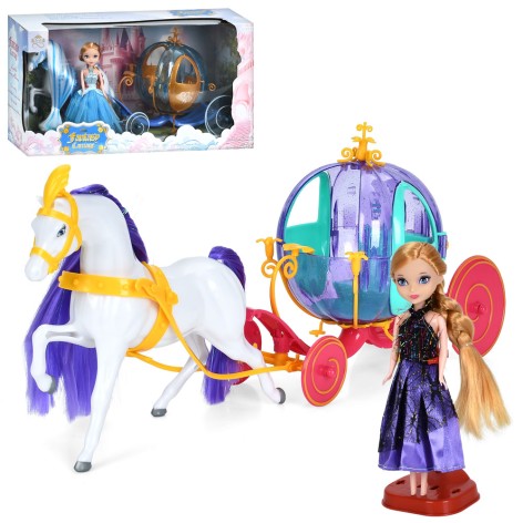 Карета 25см, с конячкой 18см, кукла 16см, 2 вида, в кор-це, 40,5-21-13см /24/