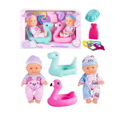 Набір пупсів 2 пупси, 22 см, імітація скляних очей, аксесуари HX627-1