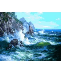 Картина по номерам живопись "Волны о скале" 40*50 см