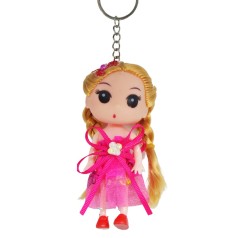Лялька-брелок у сукні з метеликом, малинова