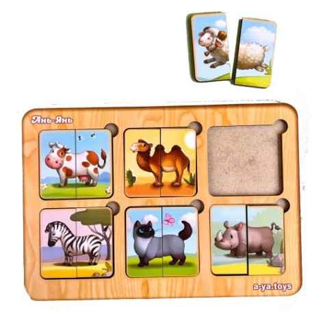 Сортер-пазл дерев'яний "Дивовижні тваринки" (mini), Ань-Янь
