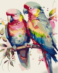 Набір для розпису по номерах Пара папужок Strateg розміром 30х40 см (SS6740)