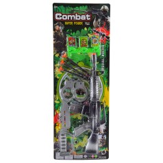 Полицейский набор автомат, 3 снаряда на присоске, нож, наручники, планш. 23*3,5*64см /120-2/