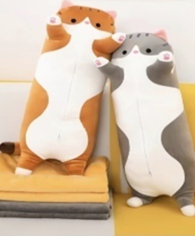 М'яка іграшка кіт з пледом 2 кольори 60см 