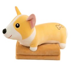 Мягкая игрушка с пледом M 14493 корги, размер одеяла 116х110 см, длина игрушки 54 см