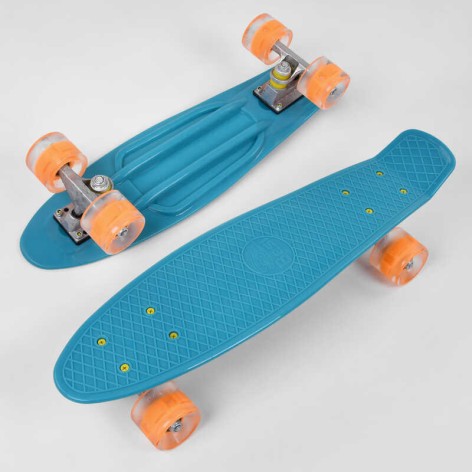 Скейт Пенні борд Best Board, бірюзовий, дошка = 55 см, колеса PU зі світлом, діаметр 6 см