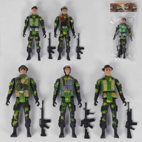 Солдатик іграшковий 6 видів, 2 елементи, солдат, зброя