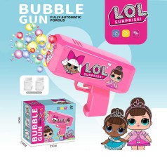 Пістолет з мильними бульбашками автоматичне видування бульбашок, на батарейках, 2 пляшечки з мильним розчином, в кор. 