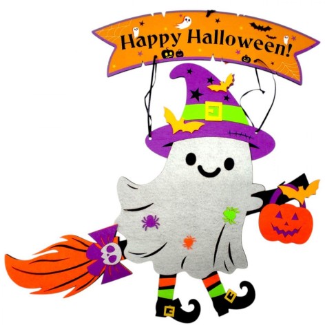 Підвіс з фетру та фанери Аплі Краплі "Привид на мітлі"