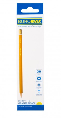 Карандаш графитовый Professional 3H, желтый, без резинки, коробка 12 шт. в коробке