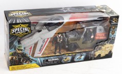 УЦЕНКА 20% Набор спасателей военн.джип,2в(вертолет/самолет), 2фигур9,5см,кор, 45,5-20,5-12см 