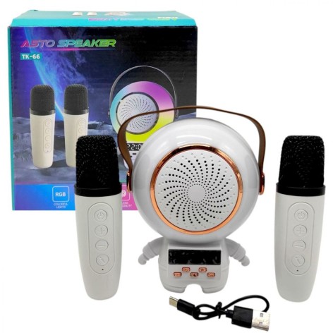 Детское караоке MIC два микрофона и колонка белое