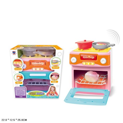 Іграшкова газова плита курка в духовці змінює колір, світло, звук, посуд, 22*12,5*25 см
