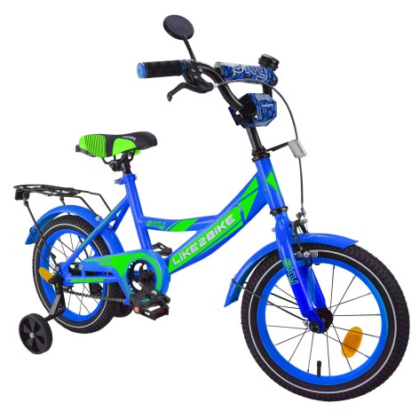 Велосипед дитячий 2-х коліс.14'' Like2bike Sky, синій, рама сталь, з дзвінком, руч.гальмо, збірка 75% /1/