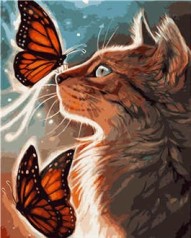 Картина по номерам VA-1025 "Кіт з метеликами", розміром 40х50 см