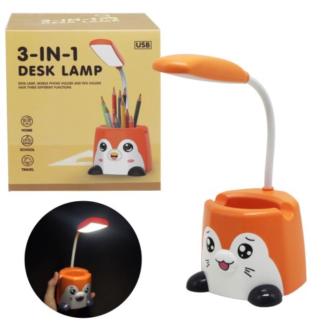 Лампа c подставкой под телефон, под канцелярию оранжевая.