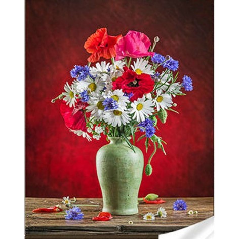 Алмазна мозаїка Strateg "Яскравий букет" 30x40 см (GM86867)