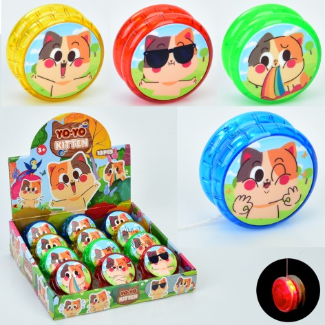 Йо-йо 6см, принт-кист, свет, бат(табл), 4 цвета/микс видов, /6/72/12шт в кор. 22-22,5-6см
