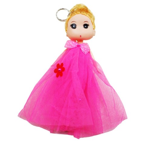 Лялька-брелок у бальній сукні, малиновий