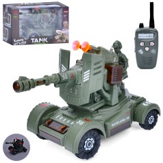 Р/К танк 2,4G, 23см, стріляє присосками(механічно), звук, світло, їздити, на бат-ці, кор-ці, 26-17-12,5см 