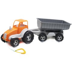 Трактор із причепом помаранчевий+сірий