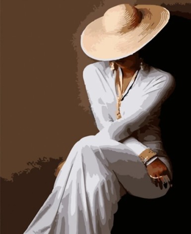 Набор для росписи по номерам Девушка в шляпе Strateg размером 40х50 см (HH036)