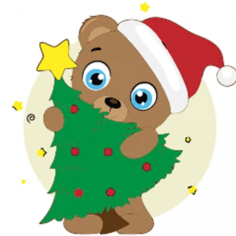 Набор для росписи по номерам Медведик с елкой Strateg размером 30х30 см (ES227)