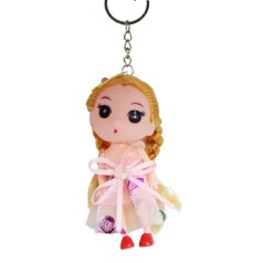 Кукла-брелок в платье с бабочкой, розовая