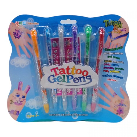 Набор для тату-ручки гелевые 6шт.+ наклейка