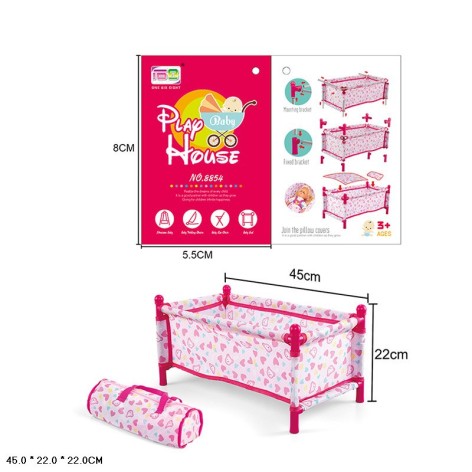 Ліжечко манеж для ляльки, збірне з переноскою кор. 45*22*22см 