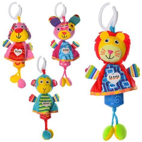 Подвеска на коляску плюш, шуршит, брязкальце, 4 вида, в п/е, 16-6,5-5см 