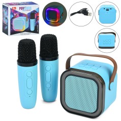 Колонка 9-8,5-7см, свет, Bluetooth, микрофон 2шт, TFслот, аккумулятор, USBзарядное, в кор-це, 14-14-7,5см /24/