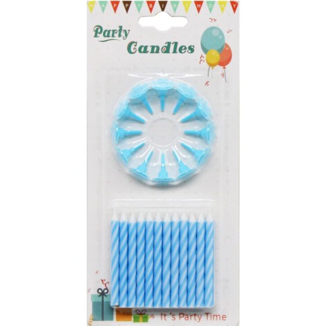 Свічки до торта "День народження", 24 штуки, блакитні