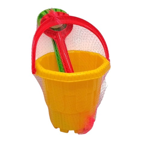 Пісочний набір - відро, лопатка, граблі (жовтий)