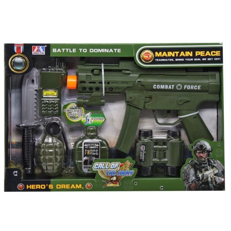 Военный набор M 03 свет, звук, имитация выстрелов, аксессуары, в коробке