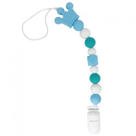 Силіконовий ланцюжок для пустушки "Корона", блакитний