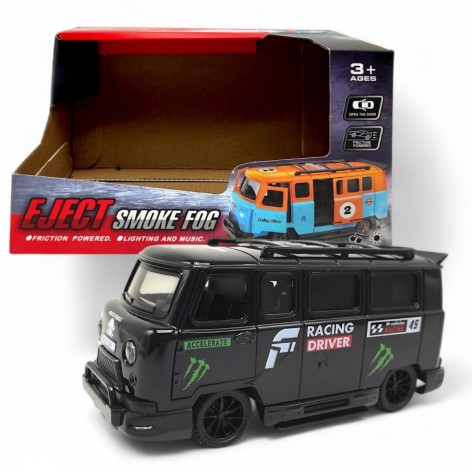 Фургон инерционный (черный) (инерция, звуки, мелодии, подсветка, открывающиеся дверцы, парогенератор)