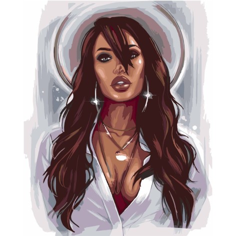 Картина по номерах 0094 ОРТ кол. Сексуальна дівчина у білому 40*50