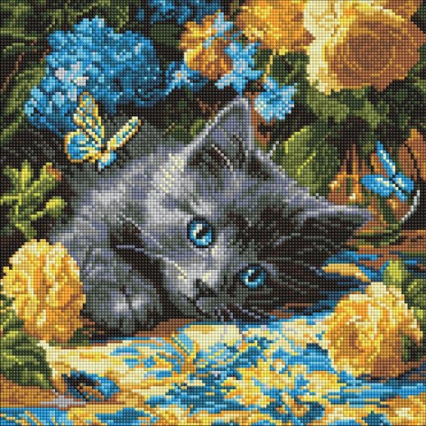 Алмазная мозаика "Кошка голубоглазая" 40х40 см